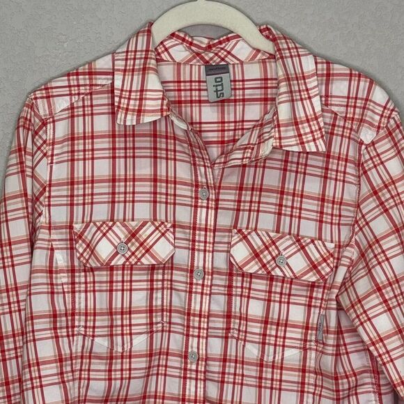 STIO Women’s Shirt Size Medium Red Plaid Long Sleeve Button Down - Picture 3 of 7
